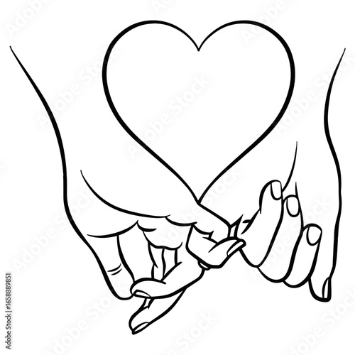 Casal de mãos com coração