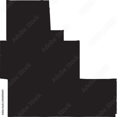 Black abstract geometric shape with irregular edges on white background vector