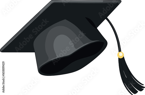 A graduation cap with tassel appears in mid-air, symbolizing achievement and celebration. The cap is angled dynamically, suggesting motion and success