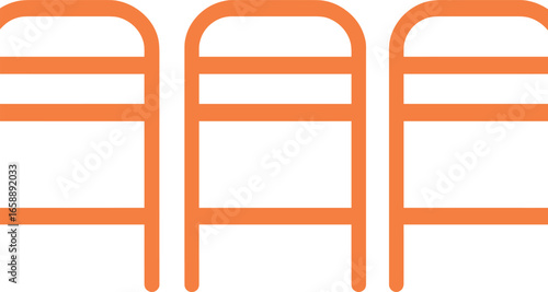 A set of orange barrier fences, each with a reflective stripe, aligned side by side. The fences suggest a restricted area, providing a visual cue for