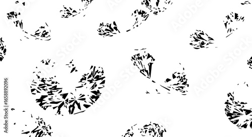 Graphic black stylized diamonds with fragmented facets in a seamless repeating pattern.