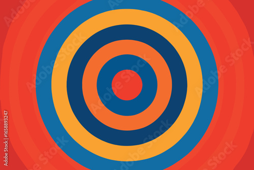 A series of concentric circles in vibrant colors, creating a hypnotic target-like pattern. Each circle is perfectly aligned, gradually changing in