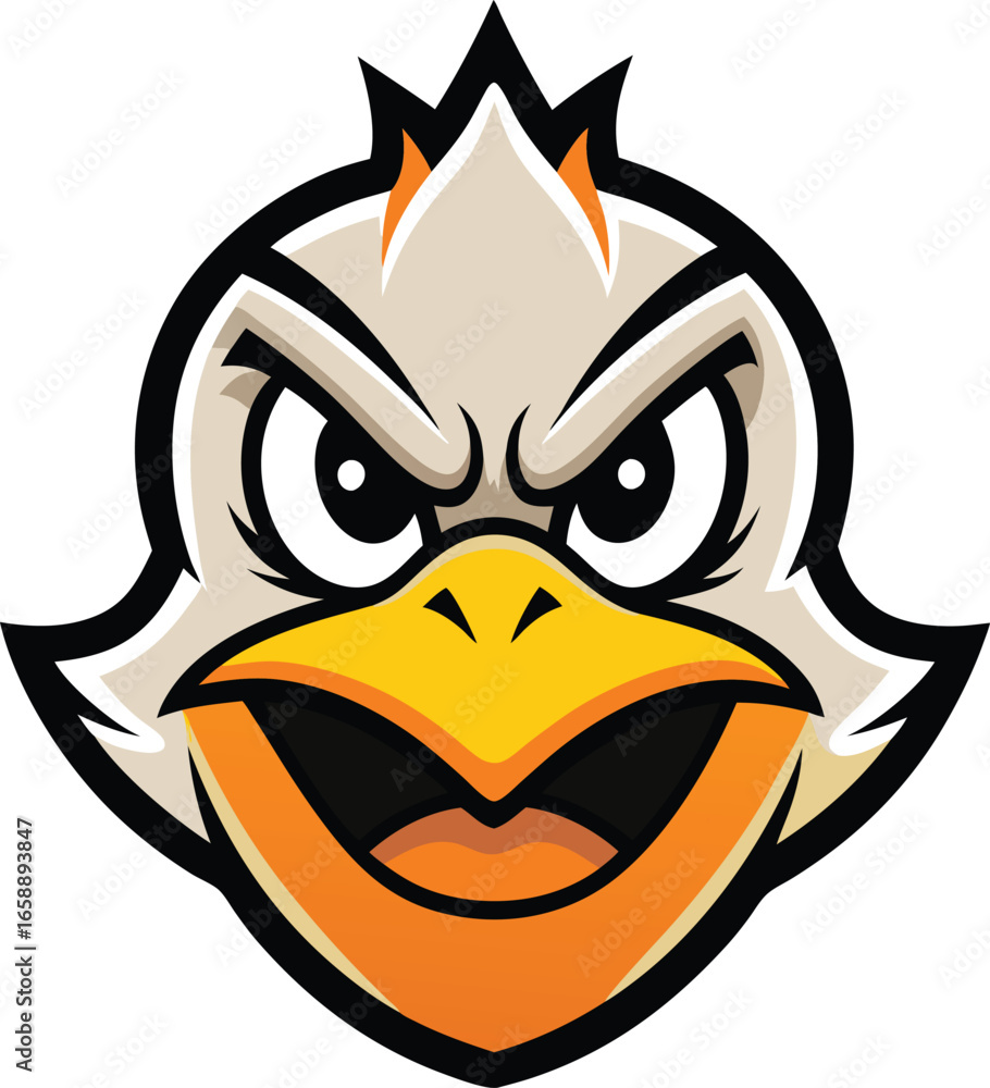 Fototapeta premium Intense duck head mascot logo design with a prominent puffed neck and bold features