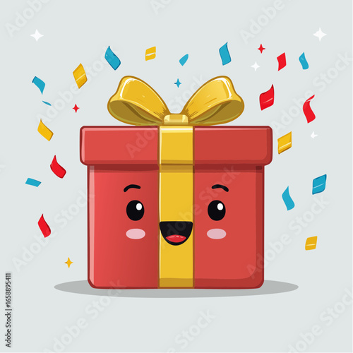 happy gift box illustration