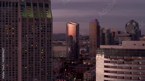 Wallpaper Mural Aerial views of the bay and downtown San Diego skyscrapers at sunset Torontodigital.ca