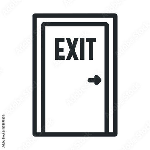 Door with exit sign for emergency evacuation instructions. Vector illustration