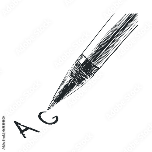 Creating artistic letters with a pencil on paper