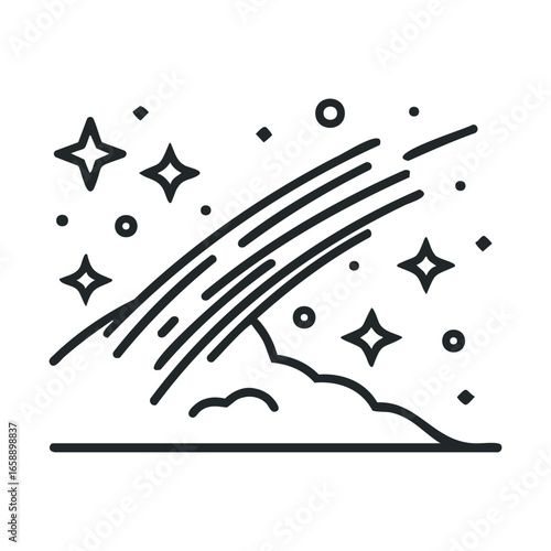 Rainbow and stars in a cosmic scene for dreamlike designs