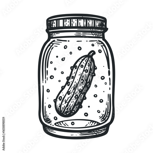 Pickle jar with cucumber for preserving vegetables at home