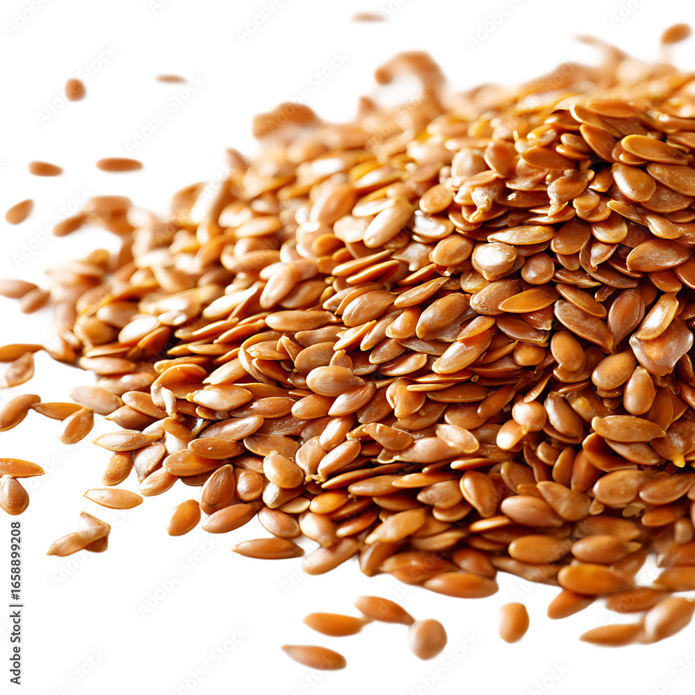 Obraz premium Pile of brown seeds on a black backdrop showcasing natural color and texture for dietary consideration