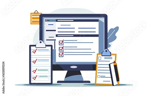 Online Task Management Checklist on Desktop, Forms & To-Do Lists