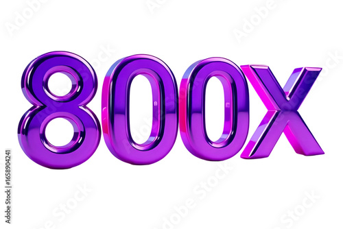 800x with Purple Color Isolated on Transparent Background, 3D Render of Number and Letter Icon for Double and Bonus Concept