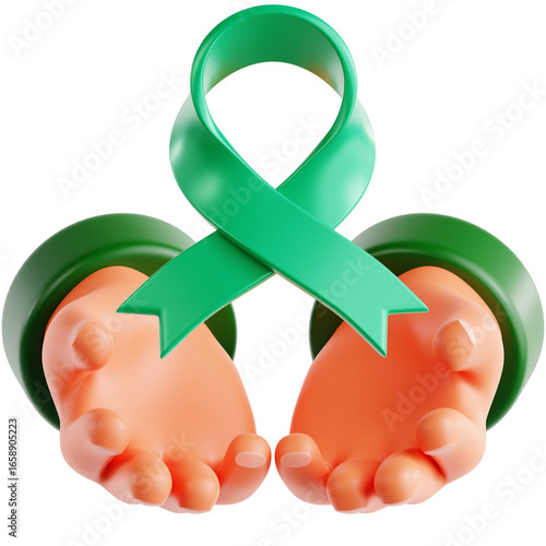 Green Ribbon with Open Hands Support