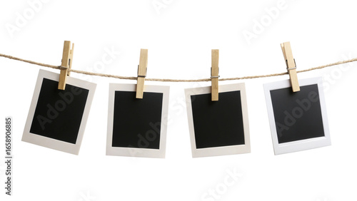 Wallpaper Mural Four blank instant photo frames hanging on a rope Torontodigital.ca