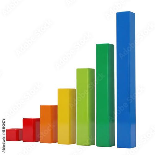 Free Download 3d ascending bar chart with vibrant gradient colors representing growth and success transparent background - GFXLoad