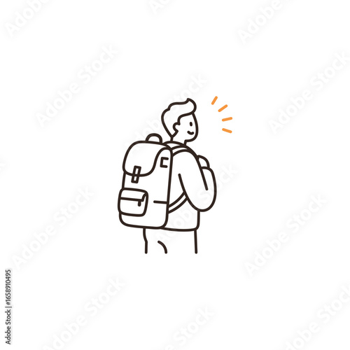 Backpack kid with backpack exploring looking back with excitement ready for outdoor adventures and school trips perfect for travel blogs