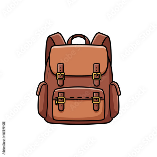 brown backpack with straps and buckles perfect for travel adventure or school showcasing vintage style and durable design for everyday use.