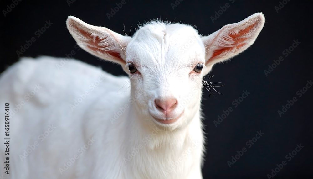 Fototapeta premium Close-up of a cute white baby goat