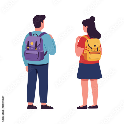 students with backpacks heading to school ready for education and learning standing side-by-side a perfect image for back-to-school promotions and school blogs