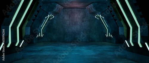 Futuristic Corridor Neon Sci-Fi Architecture Background