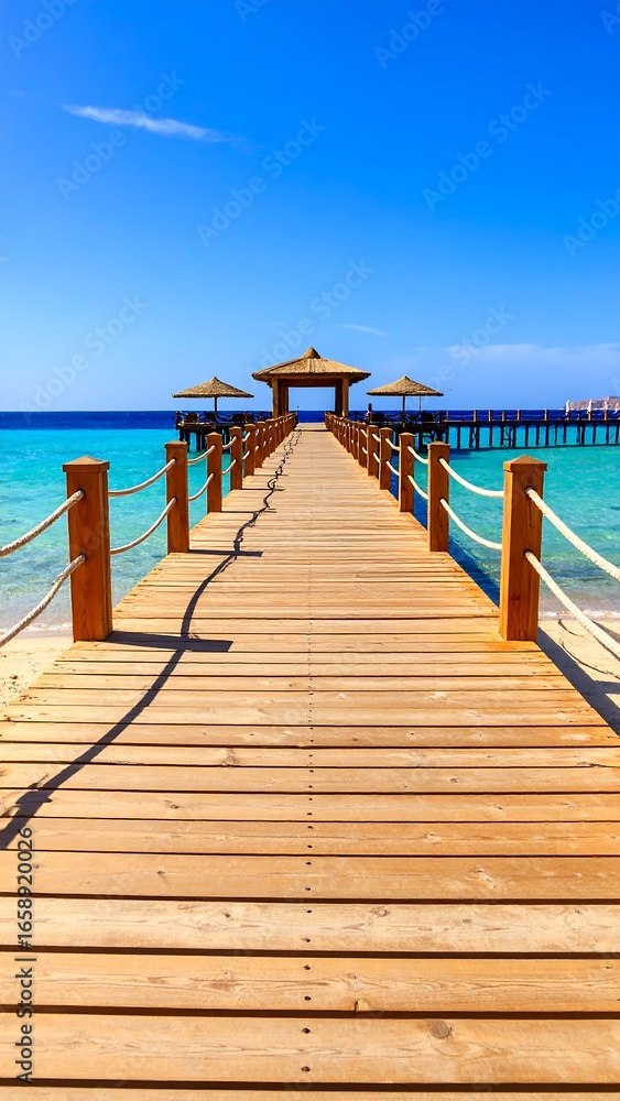 Obraz premium Wooden pier leading to a tropical beach