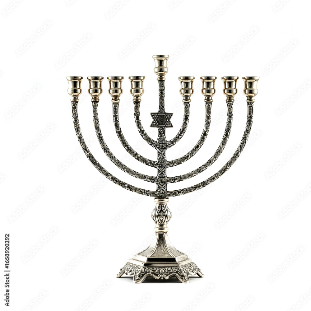Fototapeta premium Hanukkah menorah isolated on white background