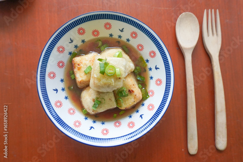 Canvas Print Agedashi Tofu is a spicy fried tofu dish from Japan