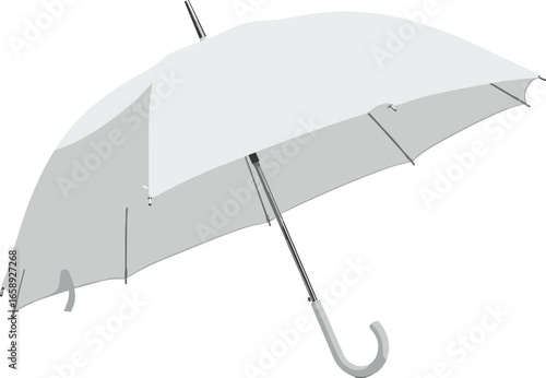 Elegant white umbrella, rainy day accessory, stylish design, weather protection, classic canopy