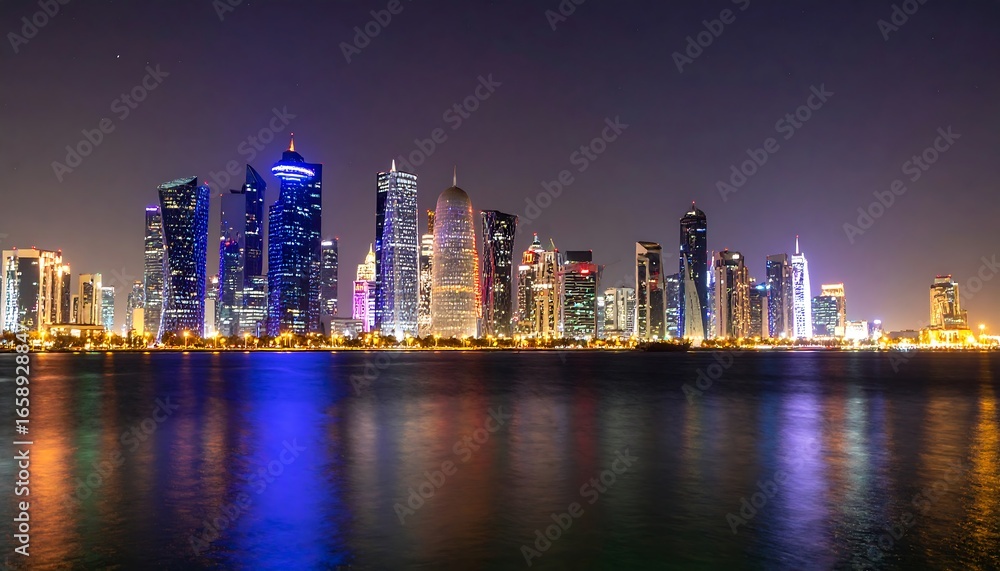 Fototapeta premium Illuminated cityscape at night