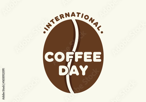 Vector art of international coffee day logo with a coffee bean graphic and text