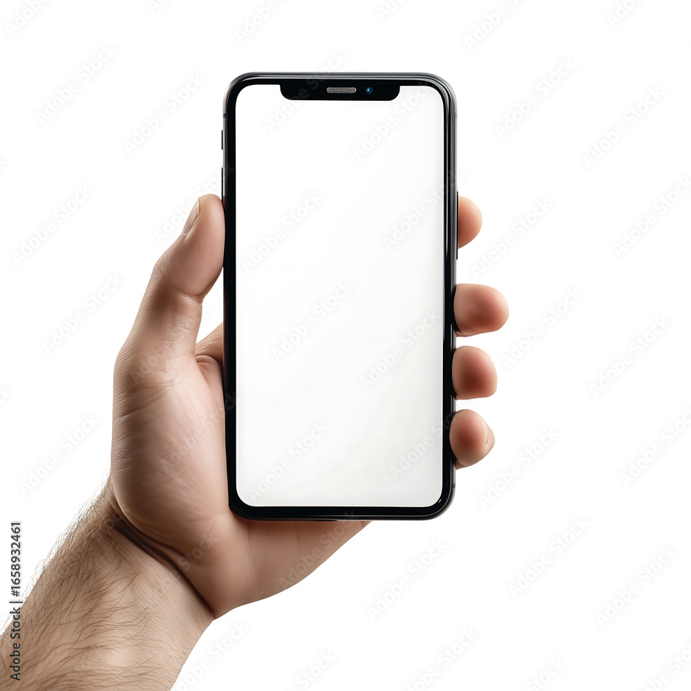 Hand Holding Smartphone with Blank Screen Mockup - Technology, App, Website, UIUX Design Hand Holding Smartphone with Blank Screen Mockup - Technology, App, Website, UIUX Design