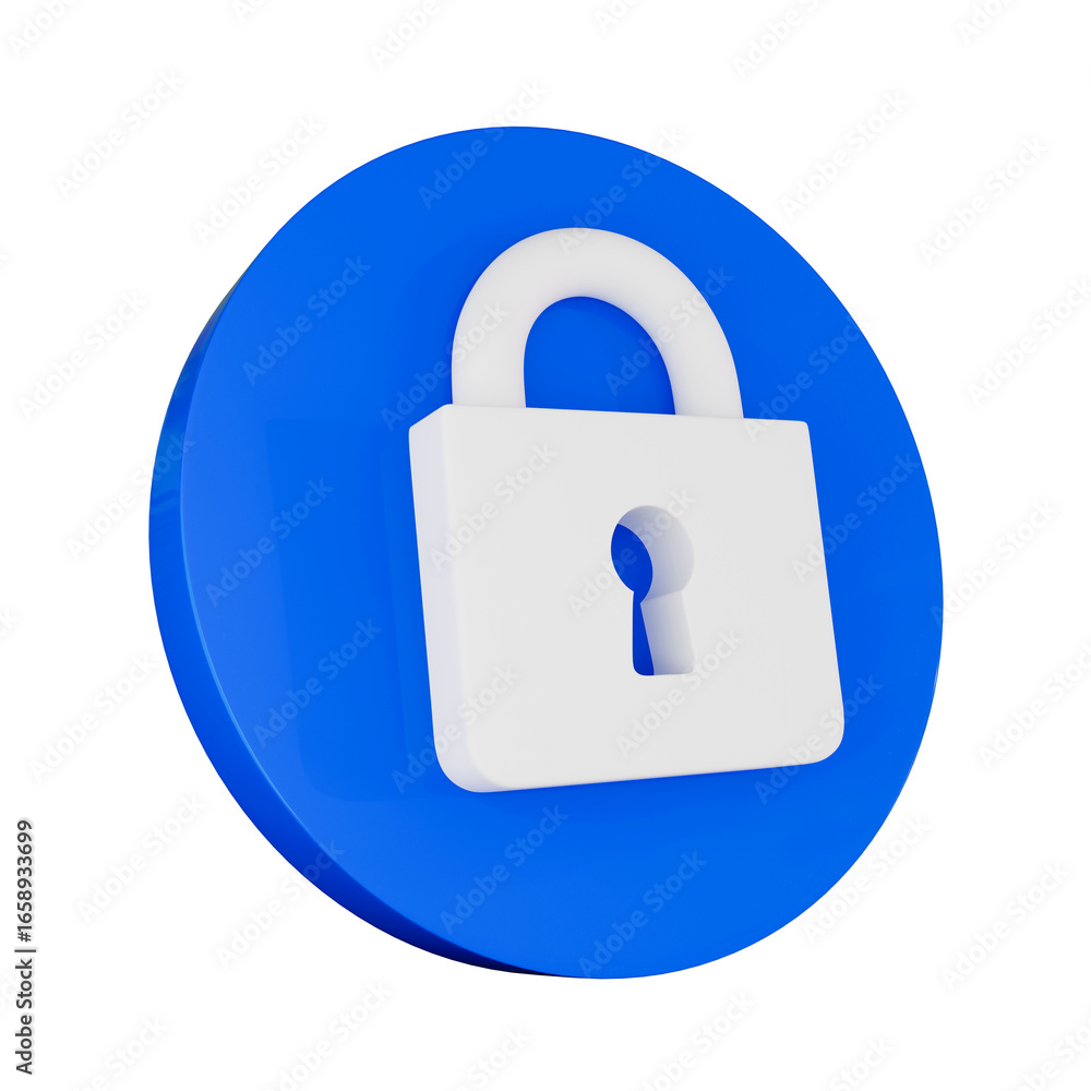 3D Rendered Blue and White Padlock Icon 3D Rendered Blue and White Padlock Icon