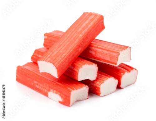 Imitation crab meat, stacked