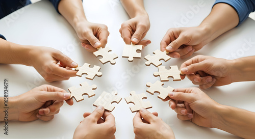 Wallpaper Mural Teamwork makes the dream work connecting puzzle pieces for successful collaboration Torontodigital.ca