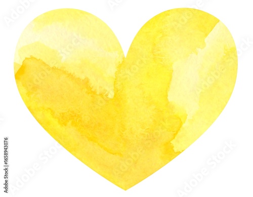 Delicate yellow heart shape watercolor painting