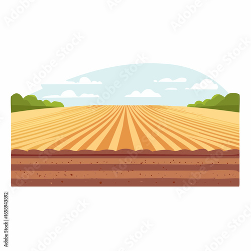 Plowed Field Landscape Illustration