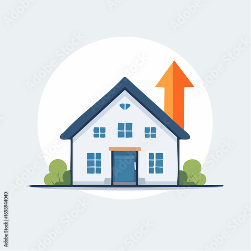Modern House Illustration With Upward Trend