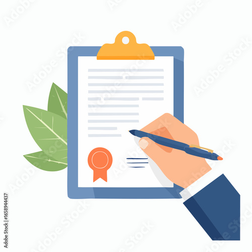 Hand Signing Contract Document Illustration
