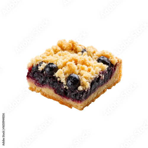 Delicious Crumble-Topped Blueberry Bar, Close-Up Studio Shot