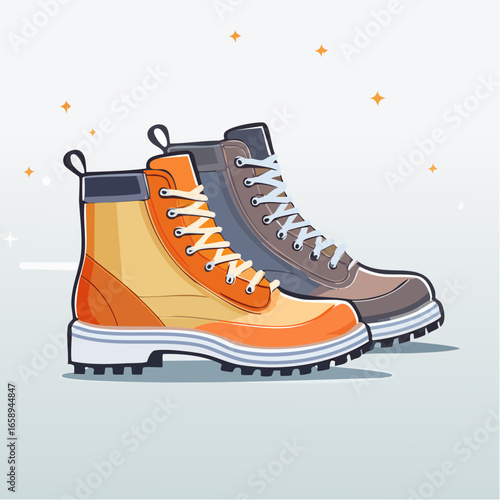 Colorful Hiking Boots Illustration