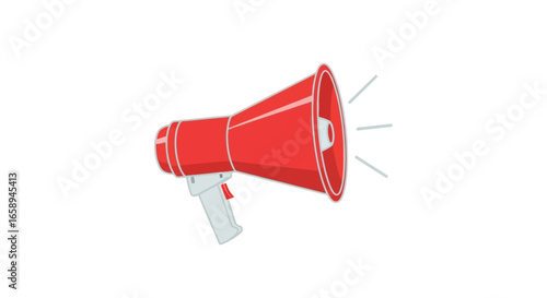 Bold Red Megaphone Illustration Against a Clean White Background Design