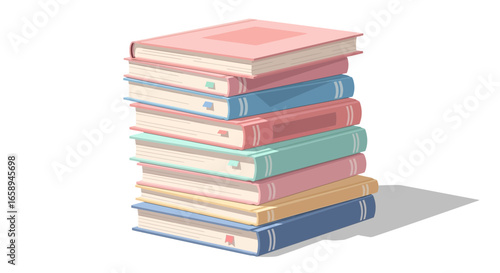 Colorful stack of books illustration depicting education and knowledge growth