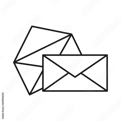 Multiple messages icon. Email chaos symbol. Correspondence communication Vector. Stacked envelopes illustration.