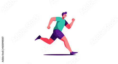 Energetic runner in motion representing fitness wellbeing and healthy lifestyle depicted in a vector illustration style artwork for sports activities