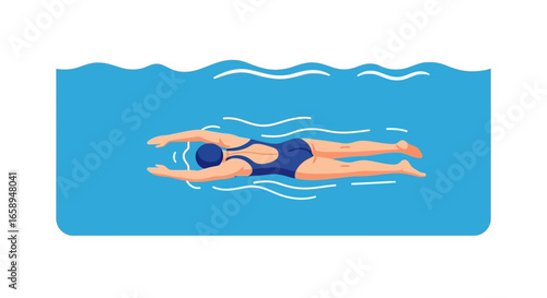 Elegant Butterfly Stroke: A Serene Aquatic Performance of Skilled Swimming Technique Practiced in Still Waters, for Fitness and Recreation