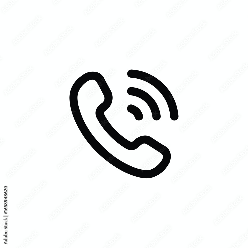 Simple phone icon with call waves, perfect for communication, contact, and customer service themes in design projects Simple phone icon with call waves, perfect for communication, contact, and customer service themes in design projects