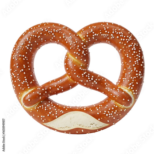 Delicious salty pretzel with crispy crust and sparkling salt grains