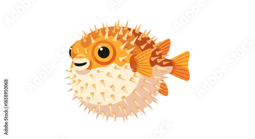 Delightful Vector Illustration of a Pufferfish: A Playful Underwater Character Design
