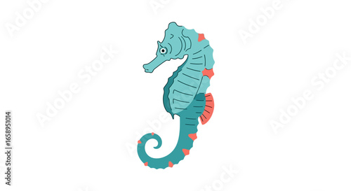 Whimsical seahorse illustration with soft hues and playful design elements for children book or marine life presentation