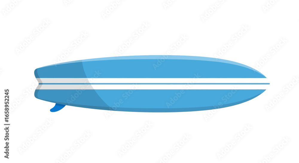 Fototapeta premium Vibrant Blue Surfboard with Dual White Stripes: A Symbol of Aquatic Adventure and Leisurely Fun